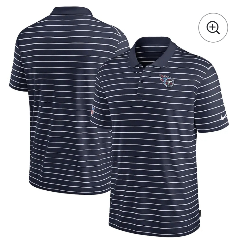 Nike Dri Fit NFL Tennessee Titans Polo Navy Blue Stripes Size Medium Football